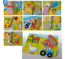 Игра дерев. Шнуровка МD 0916 (8 видов) в кульке 30*22см