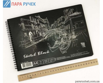 Альбом 30/120 спираль А4 черная бумага (BL4130)