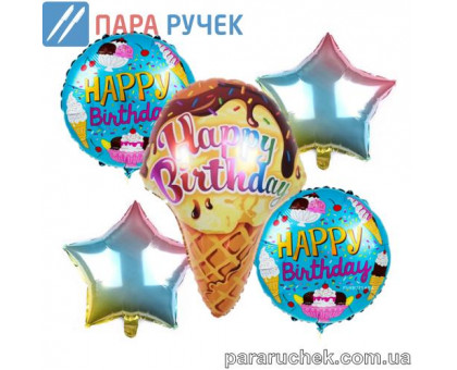 Шар возд. фольга "Мороженое" рожок 401 н-р 5шт.