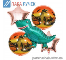 Шар возд. фольга "Динозавр" 403 золотой н-р 5шт.