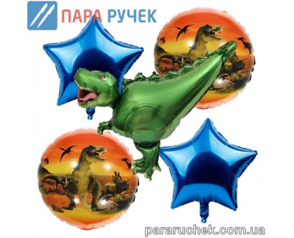Шар возд. фольга "Динозавр" 427 бирюза н-р 5шт.