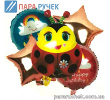 Шар возд. фольга "Божья коровка" н-р 5шт.