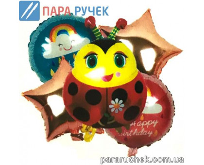 Шар возд. фольга "Божья коровка" н-р 5шт.