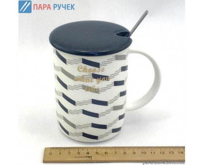 Чашка с крышкой 8125-2 с надписями, матовая