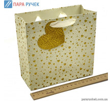 Пакет подарун. 16*16*7см GB-21436 кремовий