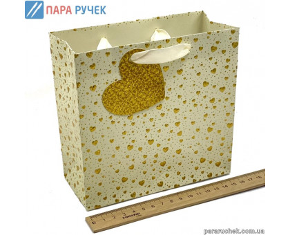 Пакет подарун. 16*16*7см GB-21436 кремовий