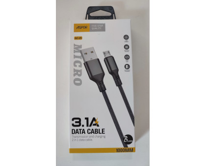 Кабель Aspor AС-25 Micro USB 3,1A/1м.
