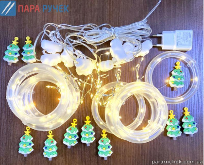 Гирлянда электр. штора Кольцо CL61 USB Т. белая