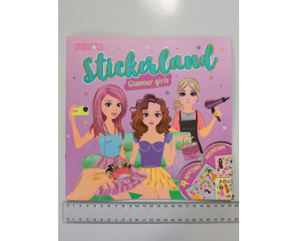 Книга "Stickerland - Glamour girls" ГЛІТЕР з 4 арк. наліпок 23х22,5см, РМ-87