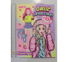 Розмальовка А4 глітер + 100 наліпок, 28 стор. "Girls' Lifestyle" РМ-88